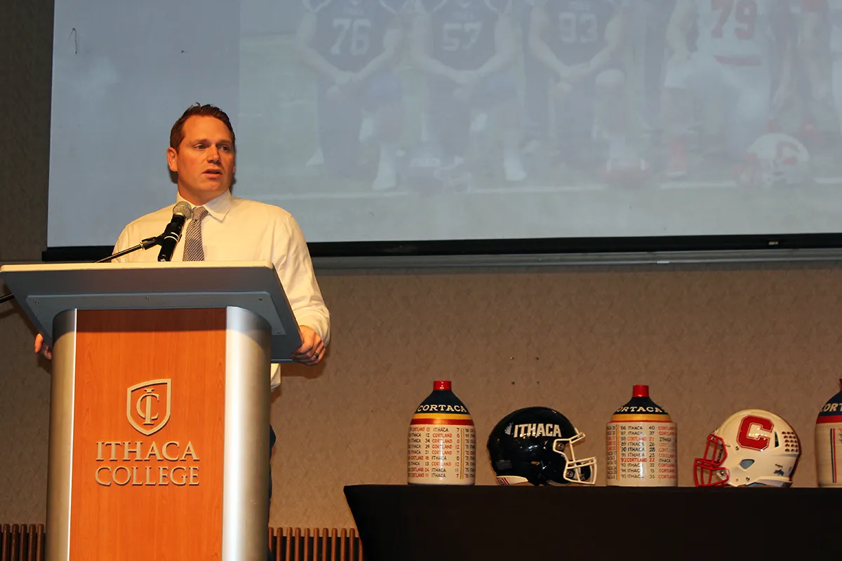 IC football coach speaks at press conference