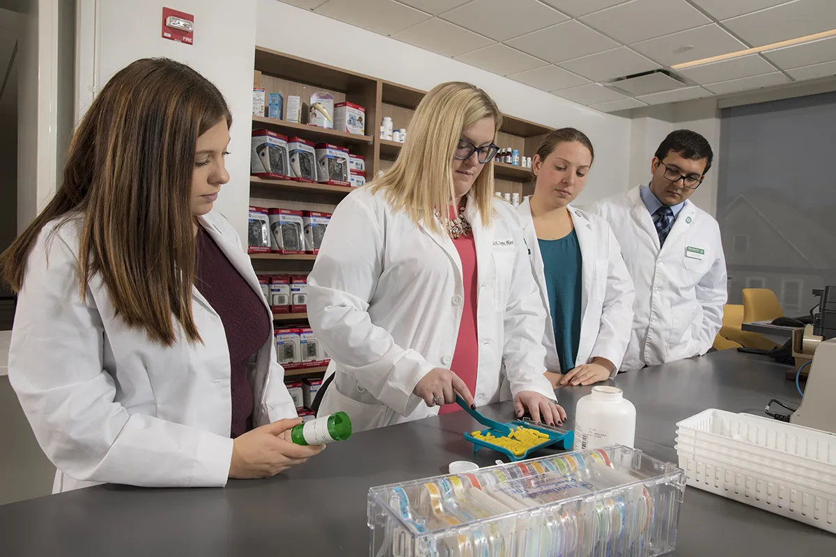 pharmacy professor and students