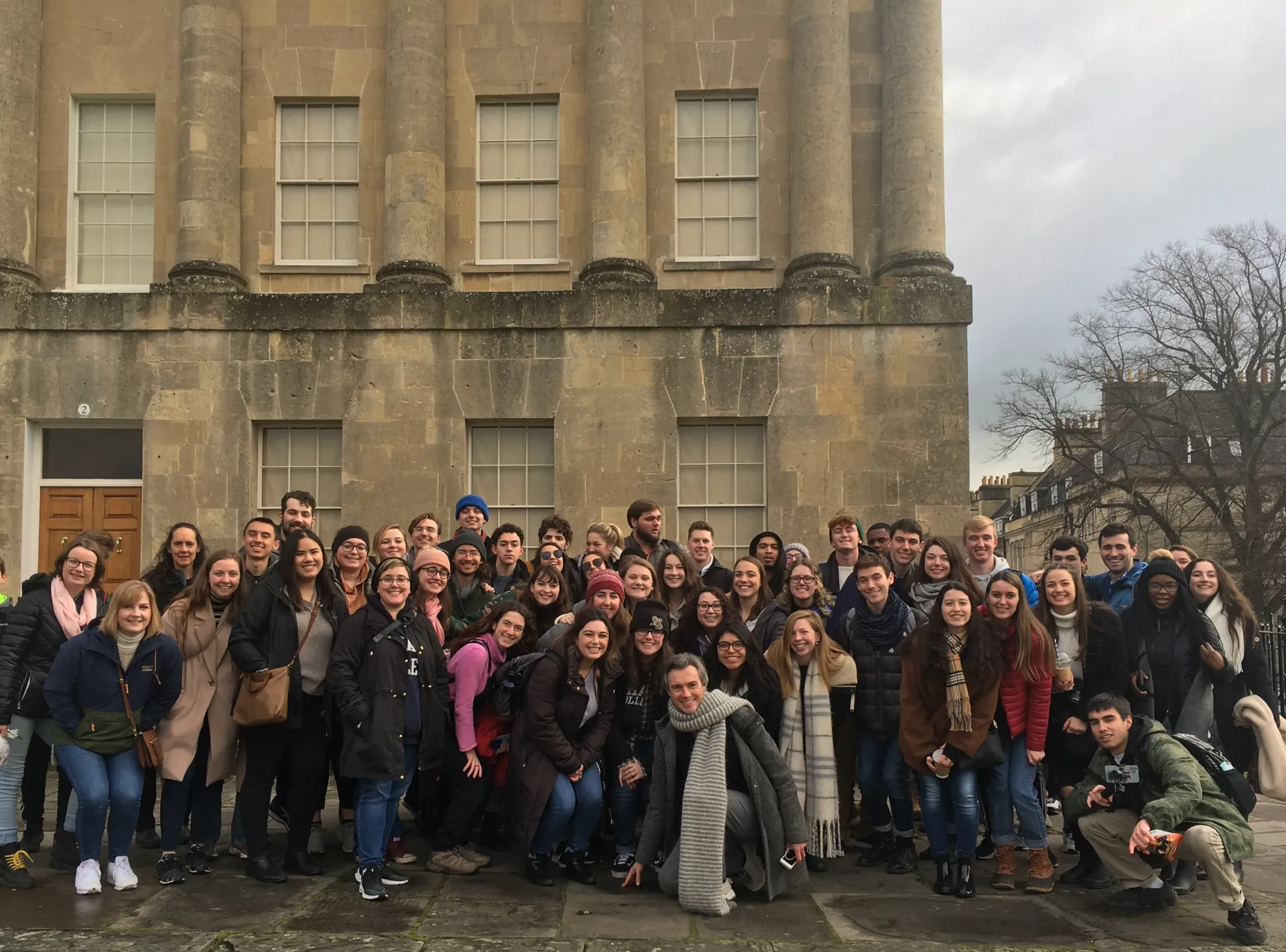 Large group of London Center students.