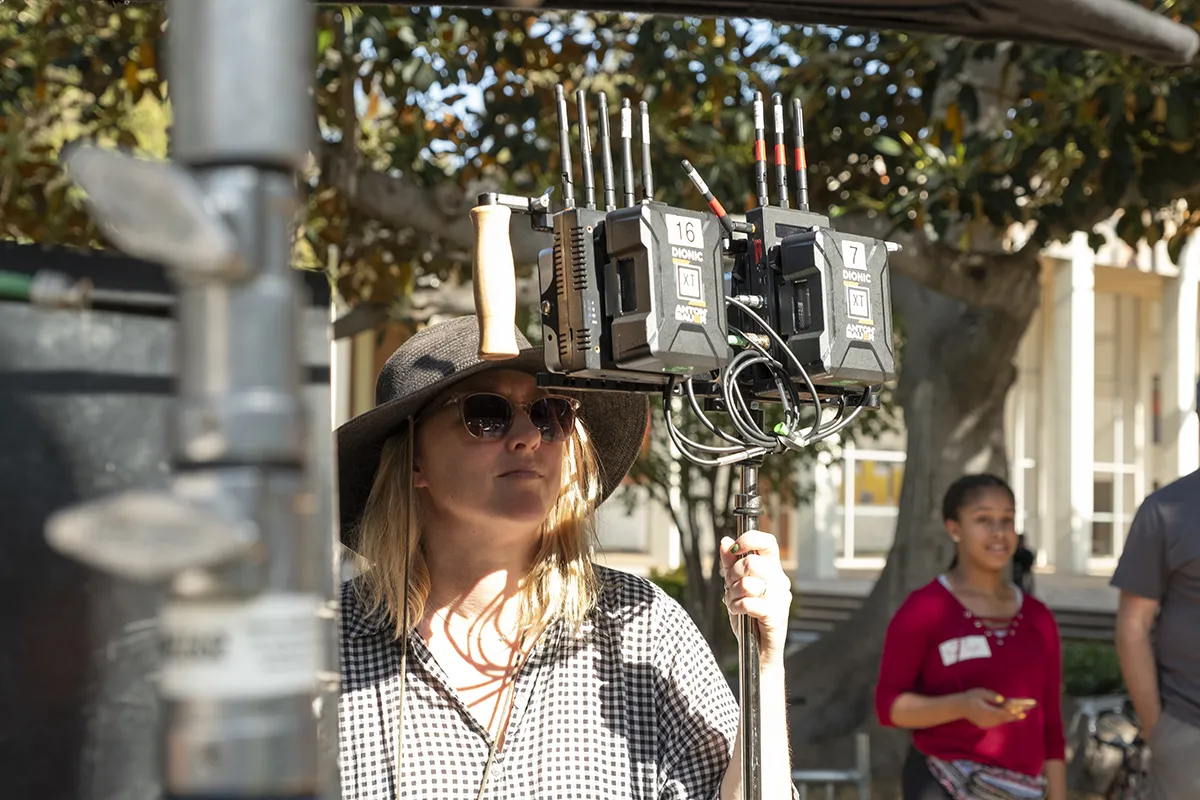 woman looking at monitor