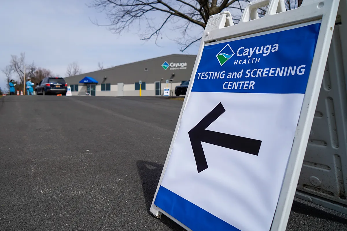 sign for COVID testing site