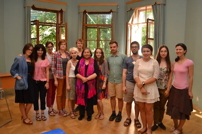 With students in Russia