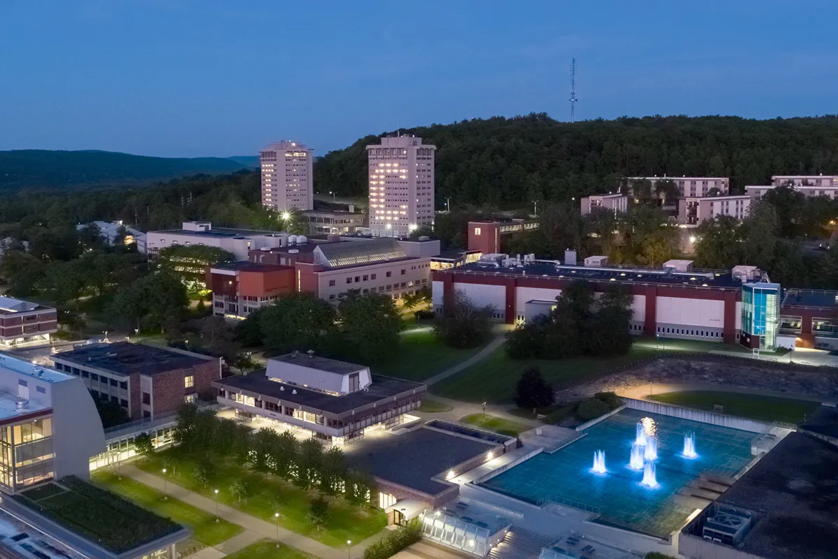 aerial photo of college campus