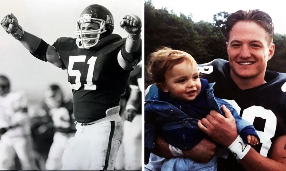 football players and child