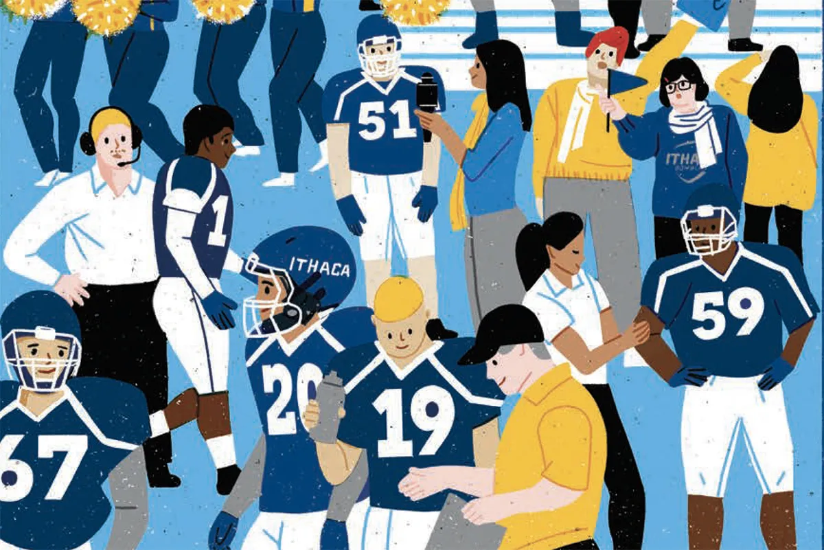 illustration of the sidelines of a football game