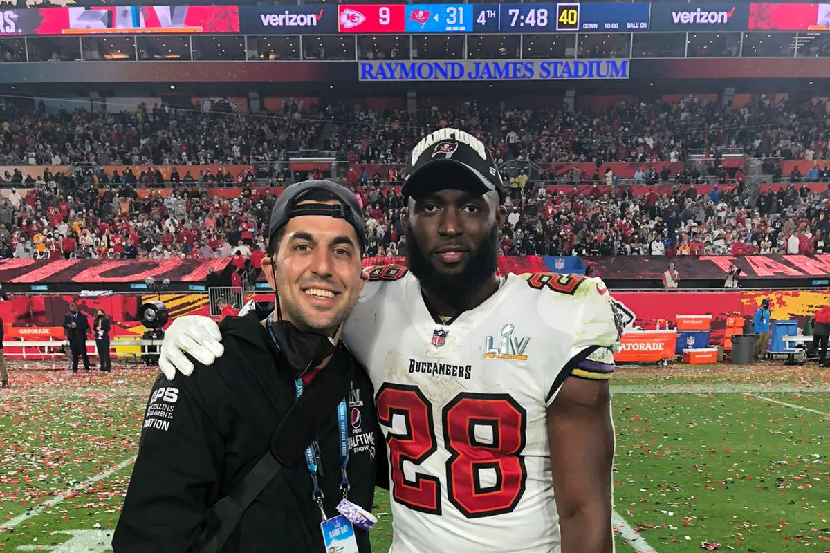 Ata Movassaghi and Leonard Fournette at the Super Bowl