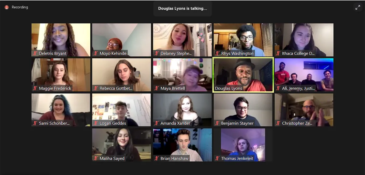 Screengrab of virtual rehearsal performance zoom