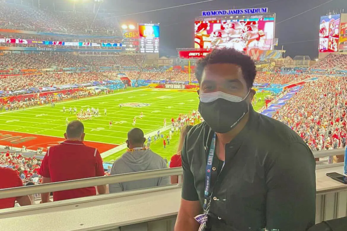 person working at Super Bowl