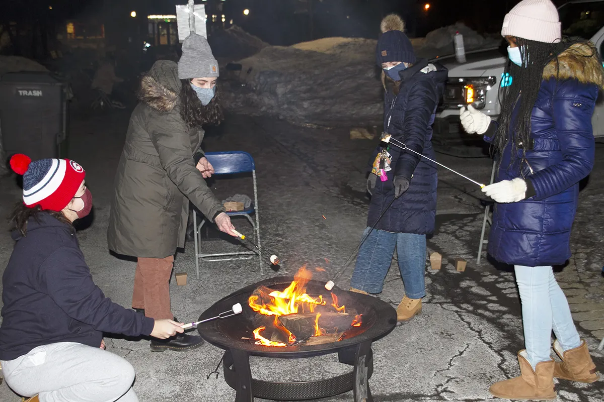 Students roasting Marshmallows