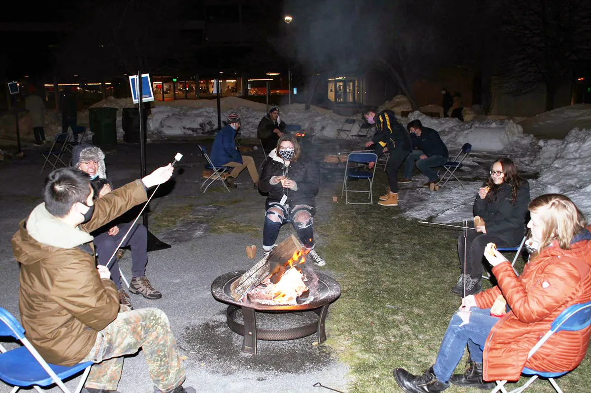 Students roasting Marshmallows