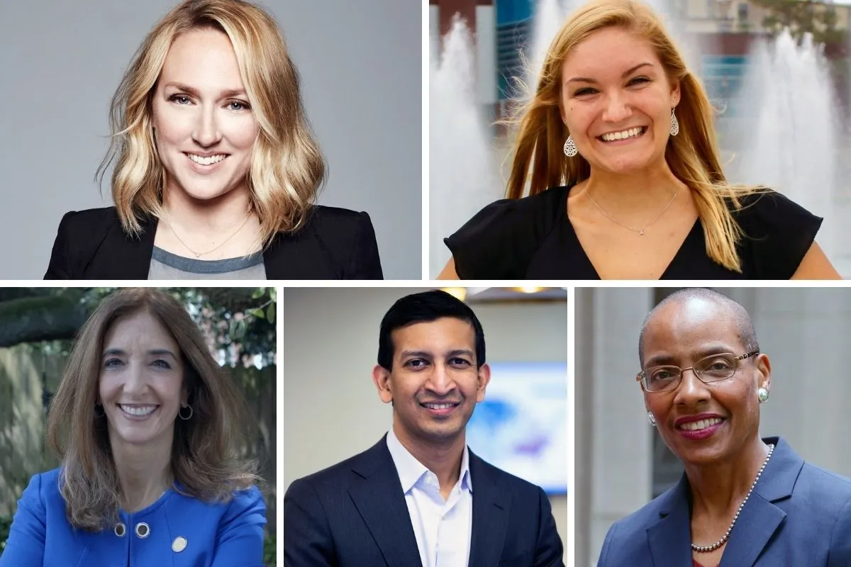 grid with five people's headshots