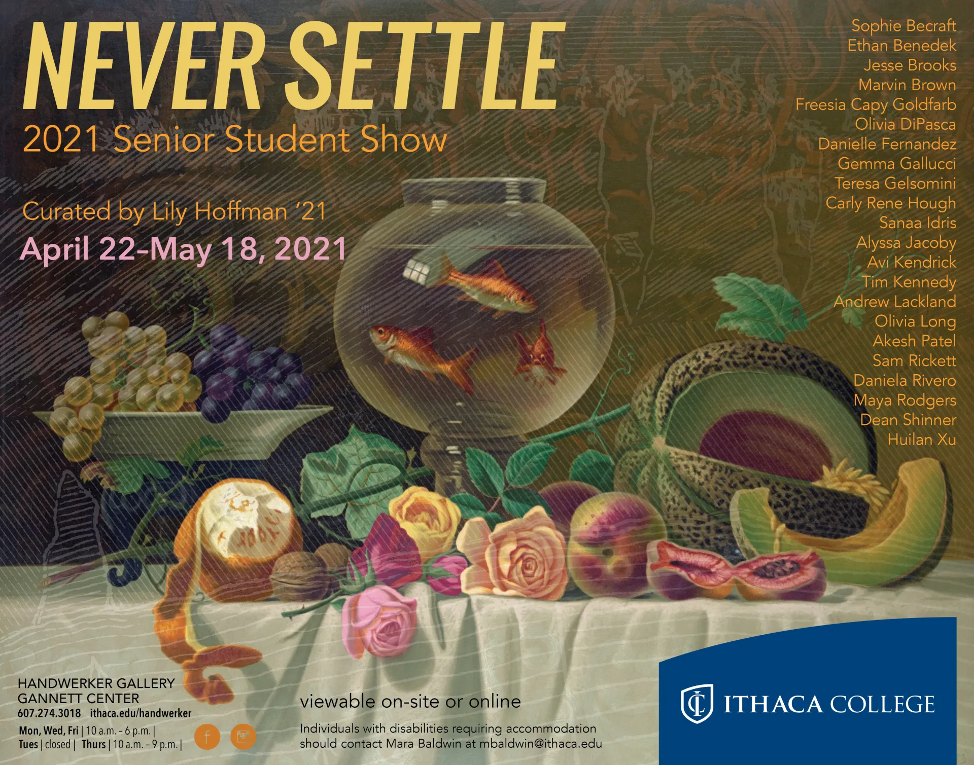NEVER SETTLE exhibition poster