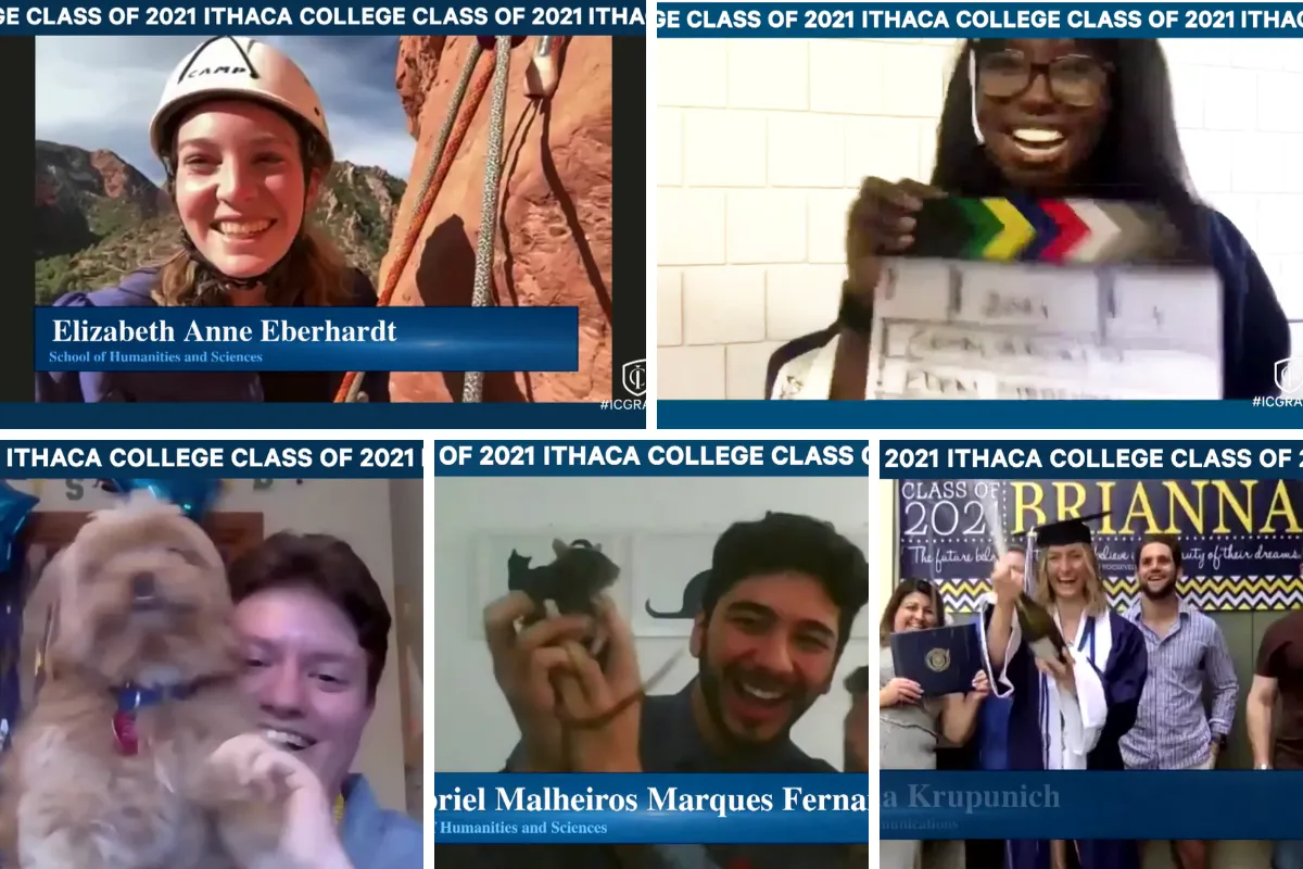 students attending commencement via Zoom