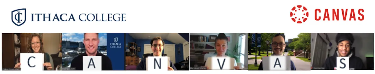 Six people holding the letters that spell Canvas