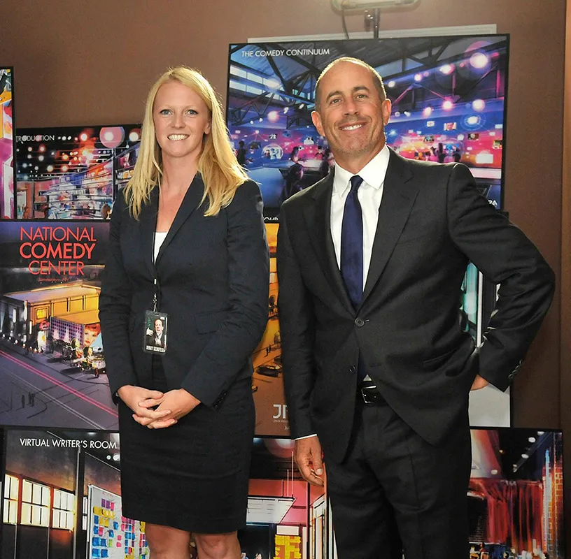 Journey Gunderson next to Jerry Seinfeld