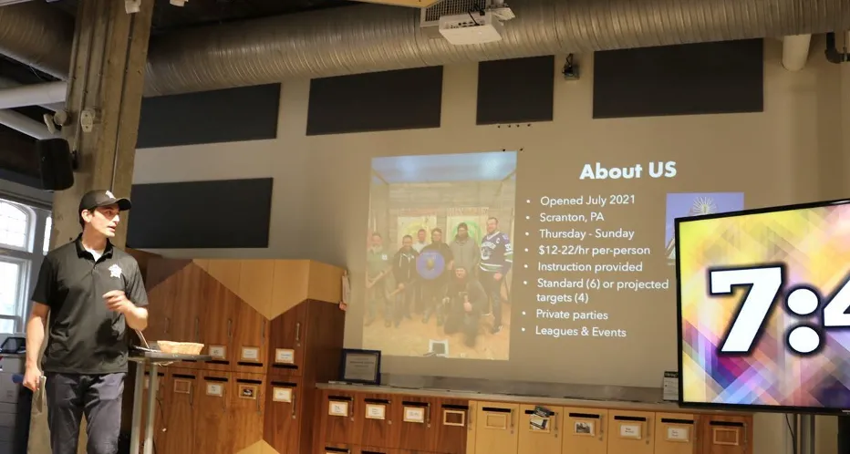 Sam Williams presenting his idea