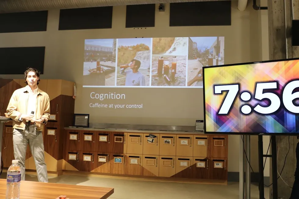 Joseph Pescatore presenting his idea