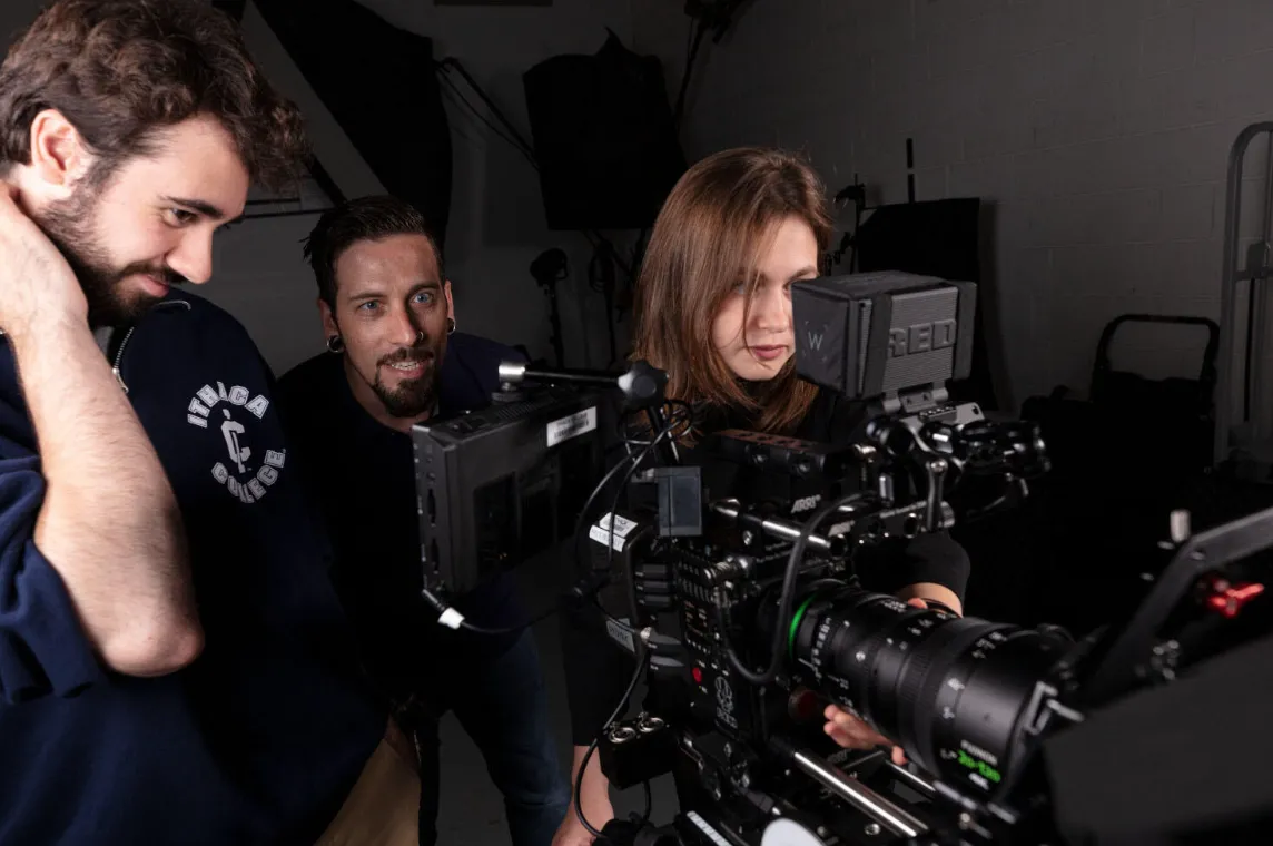 Students using a camera