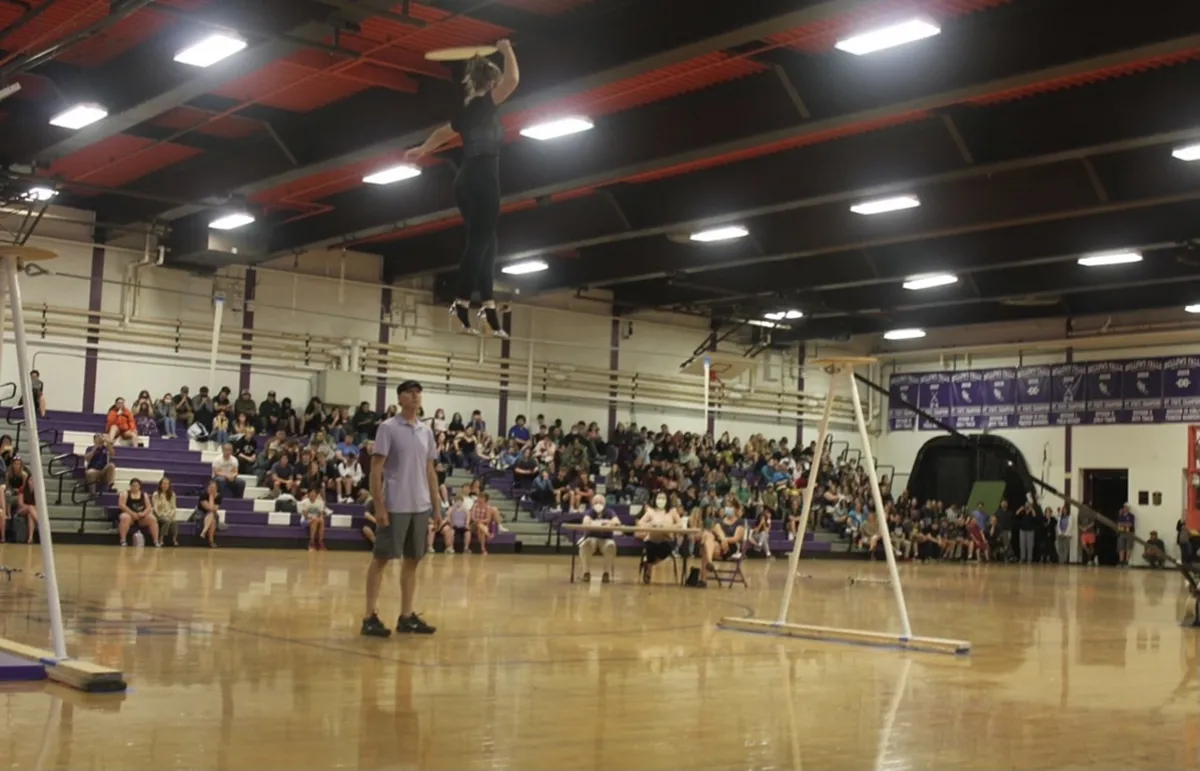 Ariana Wunderle walking on a tightrope