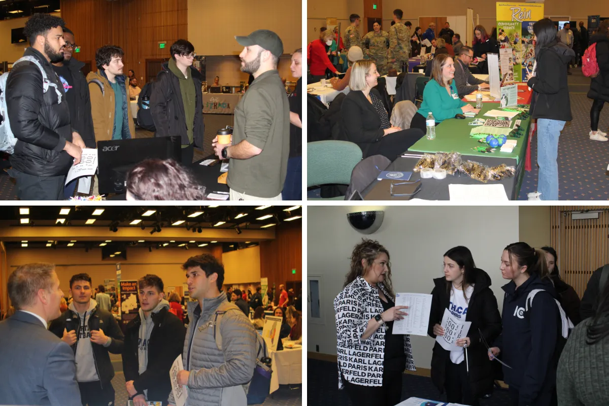 Photos of students at the career fair