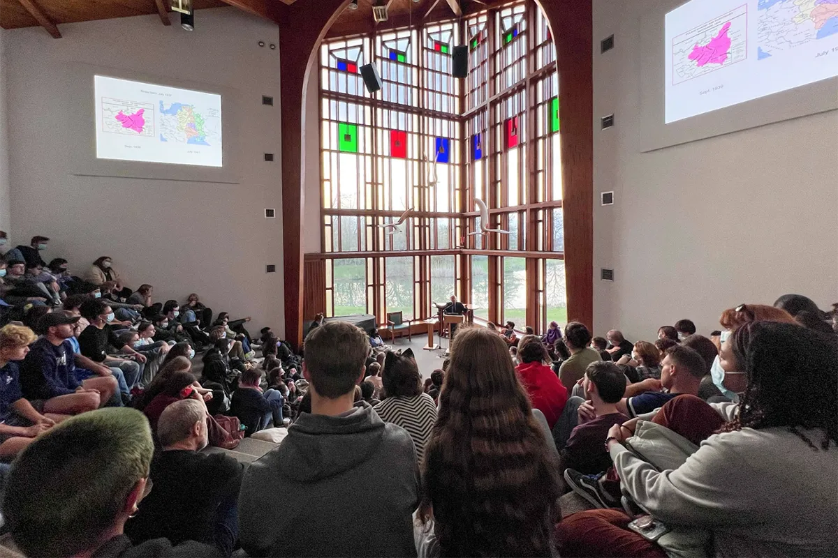 Students in Muller Chapel