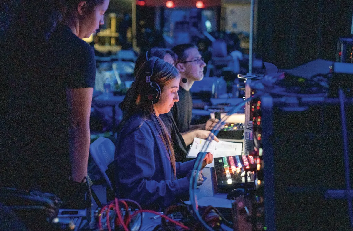 Student at a switchboard