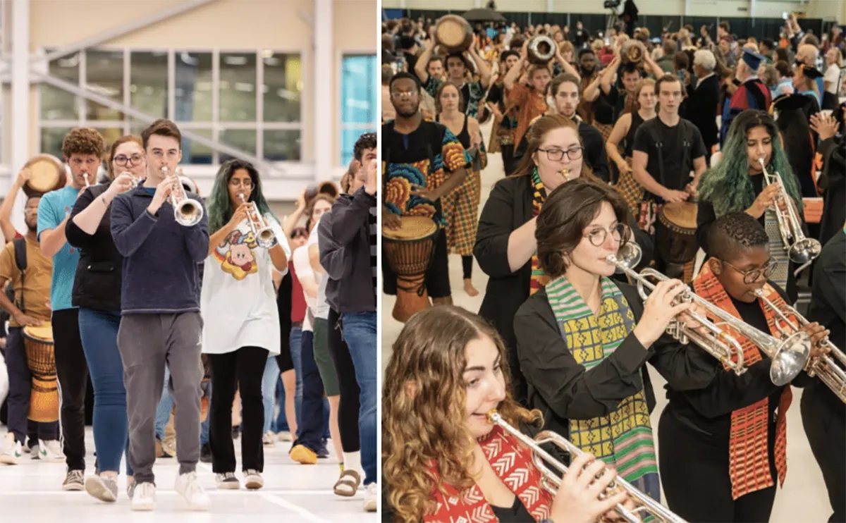 Students playing instruments