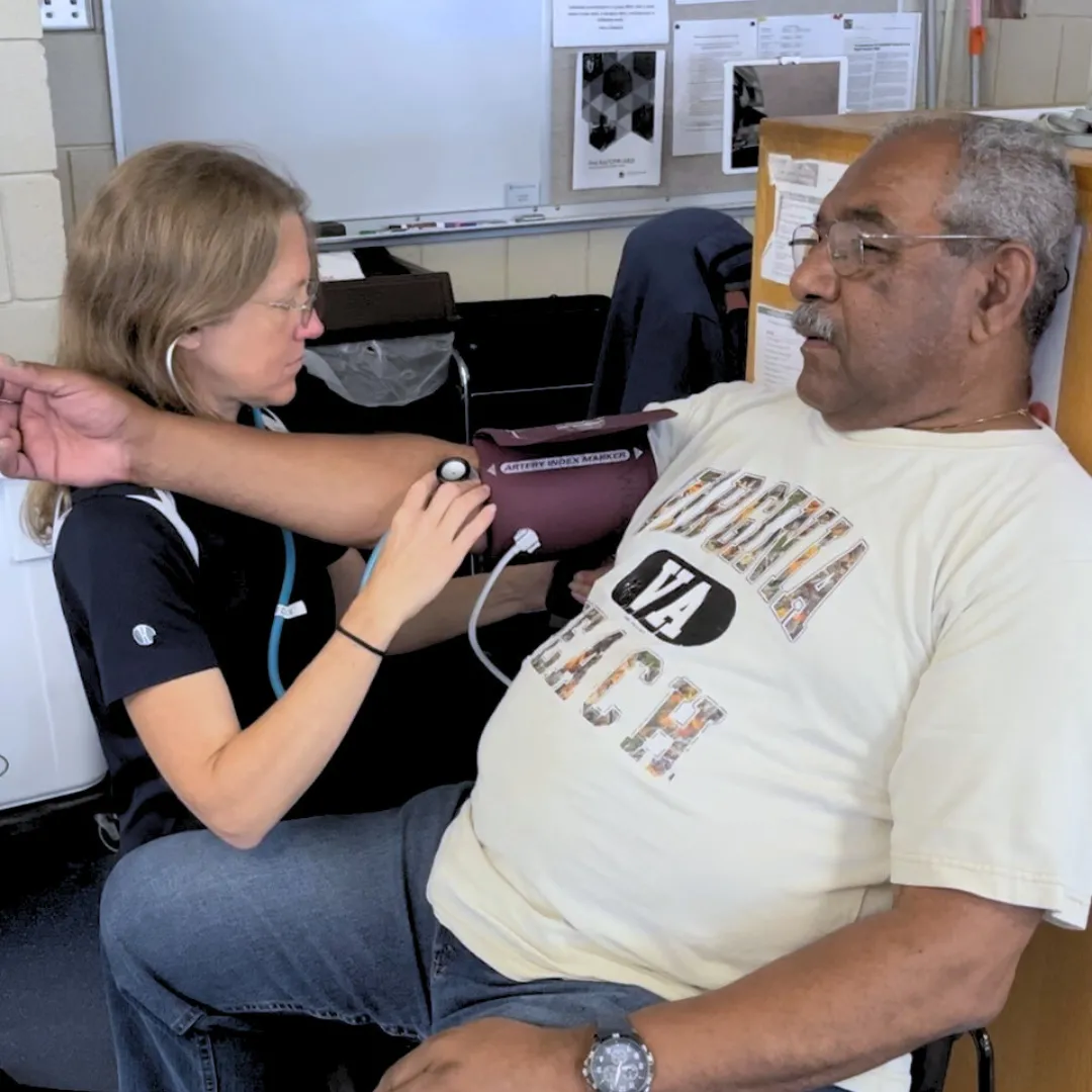 Wellness Clinic member having his blood pressure checked before his exercise program.