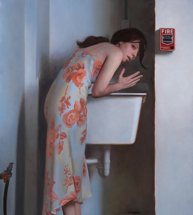 Image: Amber Lia-Kloppel, "Quench", 2015, Oil on linen, 22x20 inches