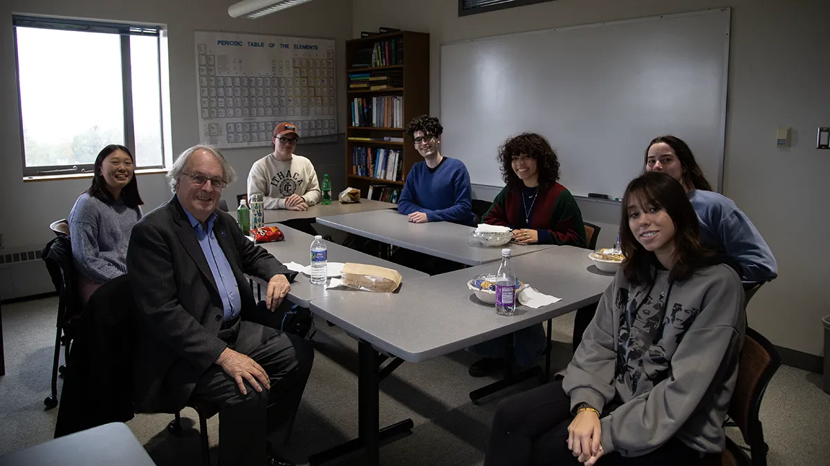 Professor with students