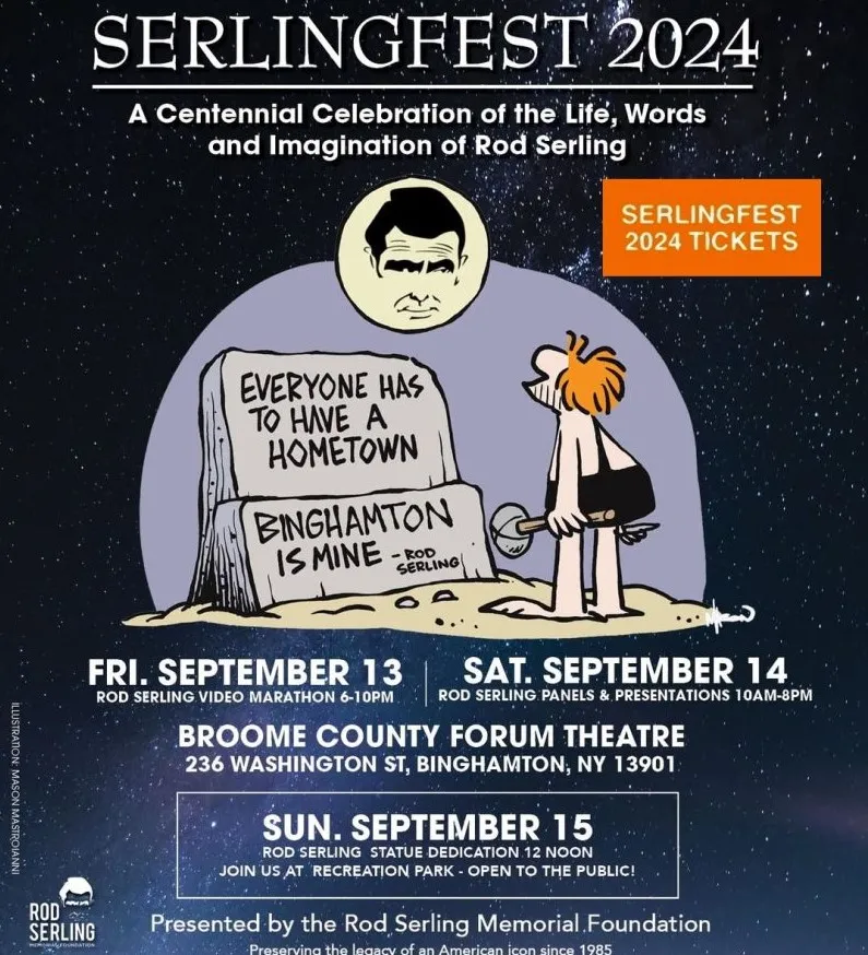 Words on a poster advertising Serlingfest 2024