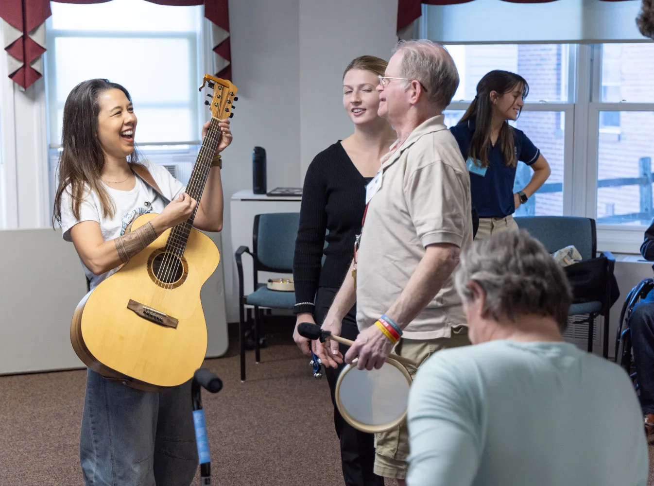 Student playing music