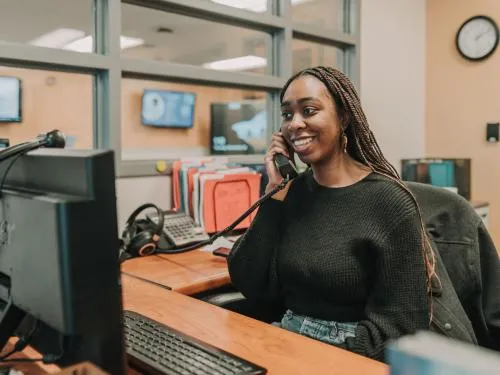 Student Employee on Phone Call