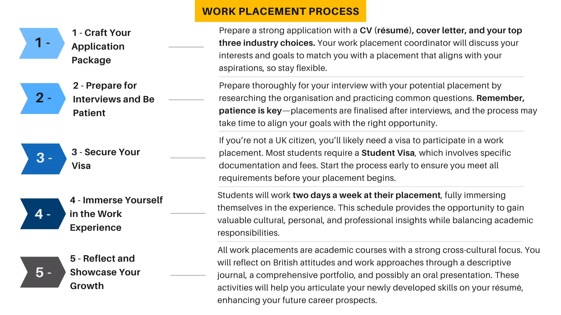 work placement timeline