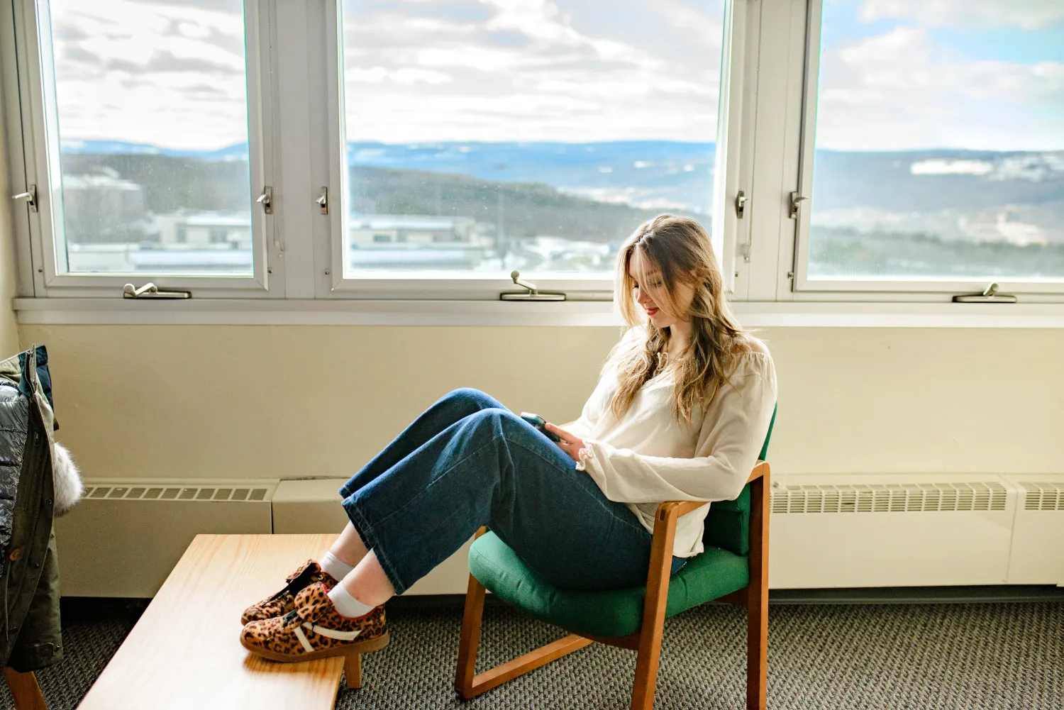 Student On Campus During Winter