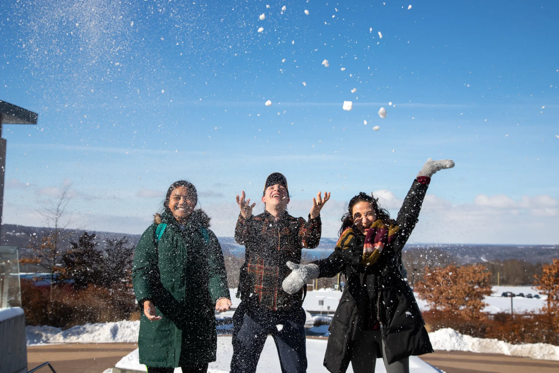 Ithaca College students enjoy the snow