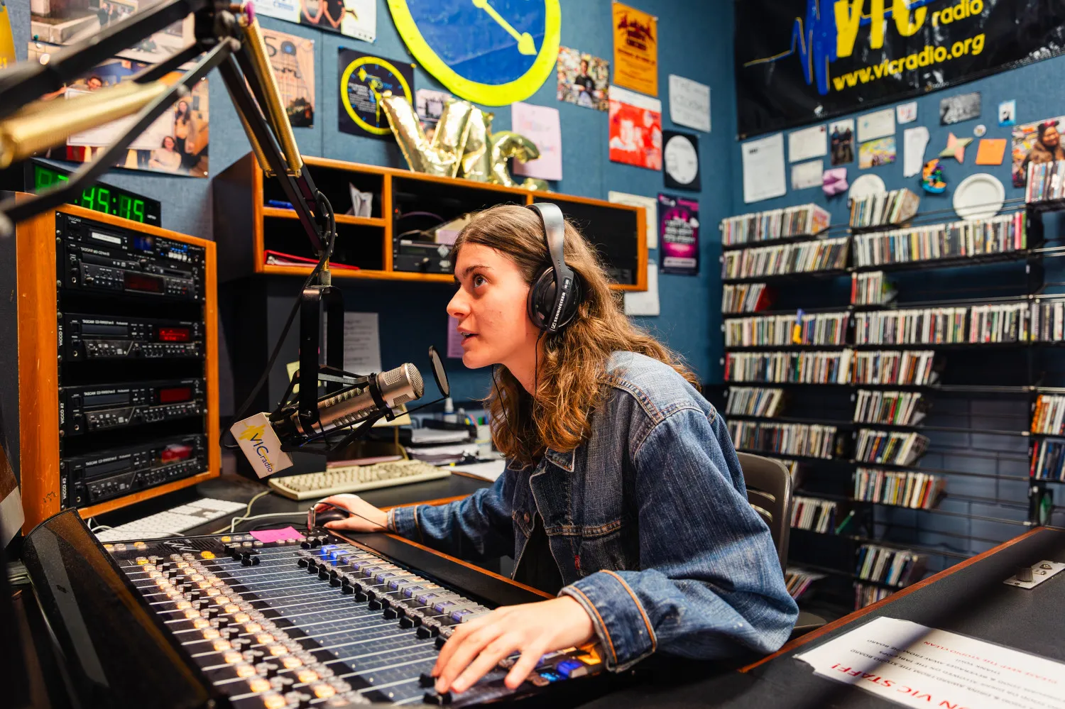 Student hosting her show on the IC Radio Station