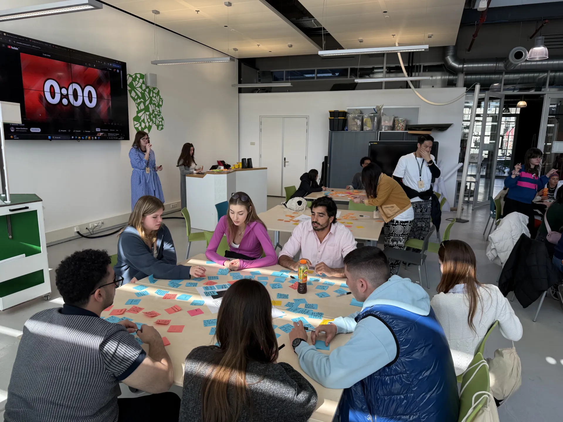 Student presenting at table