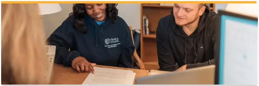 images of students smiling in CCED office (with gold accent)