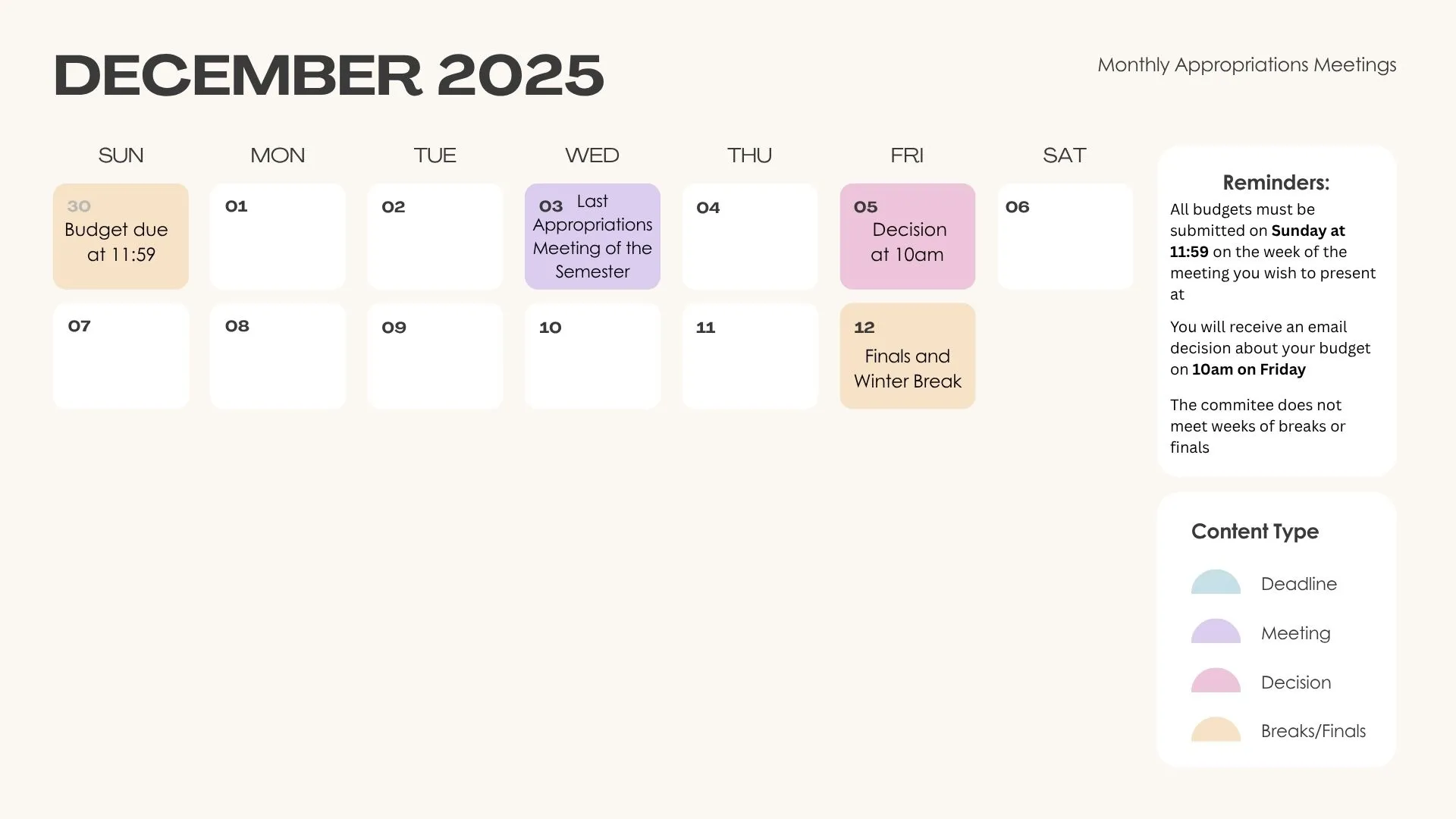 December Approps Calendar 