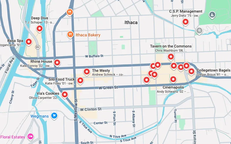 Map of Alumni Businesses
