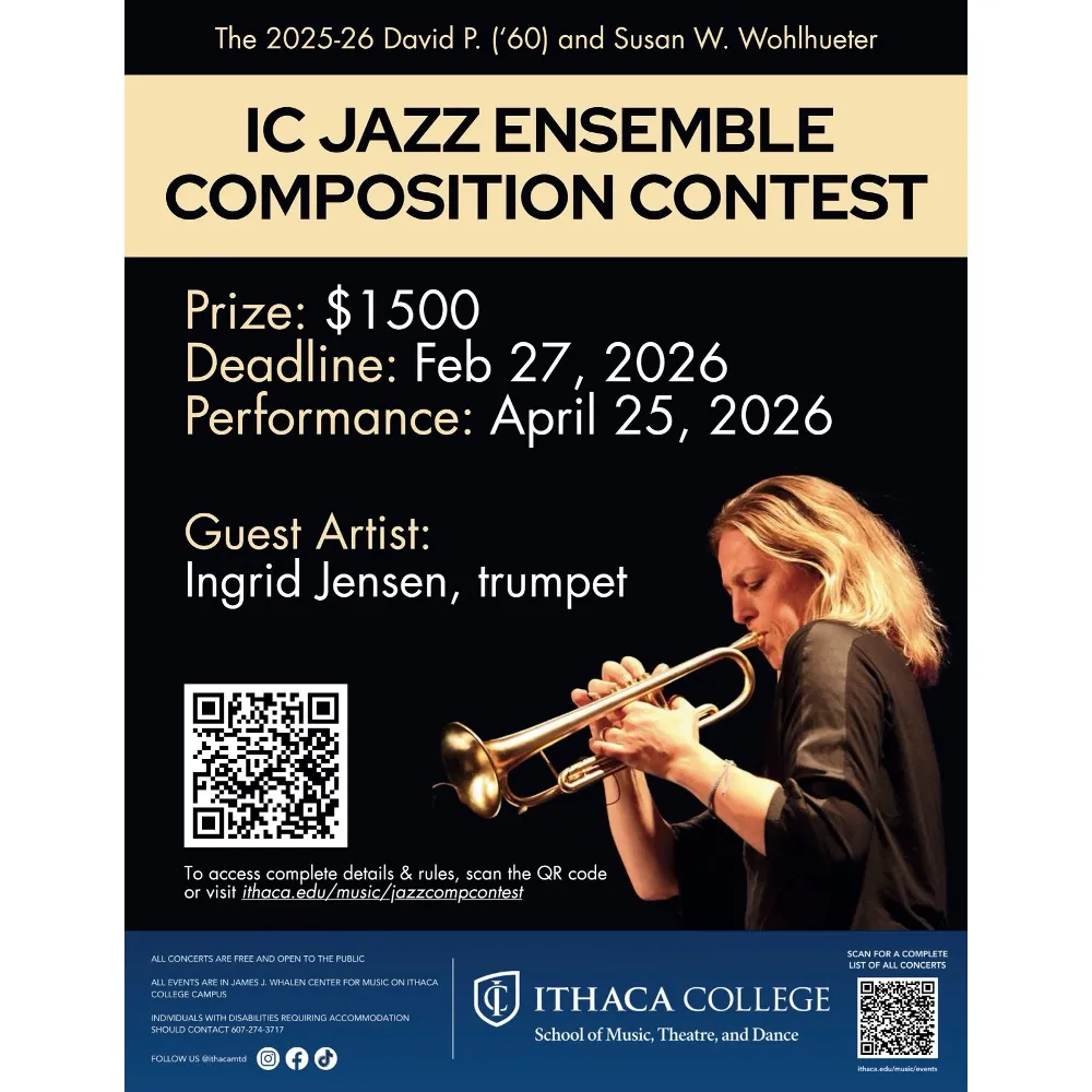 Poster for Jazz Ensemble Composition Contest featuring Ingrid Jensen