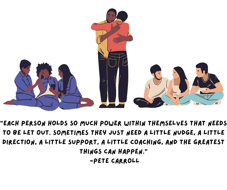 Each person holds so much power within themselves that needs to be let out. Sometimes they just need a little nudge, a little direction, a little support, a little coaching, and the greatest things can happen. -Pete Carroll
