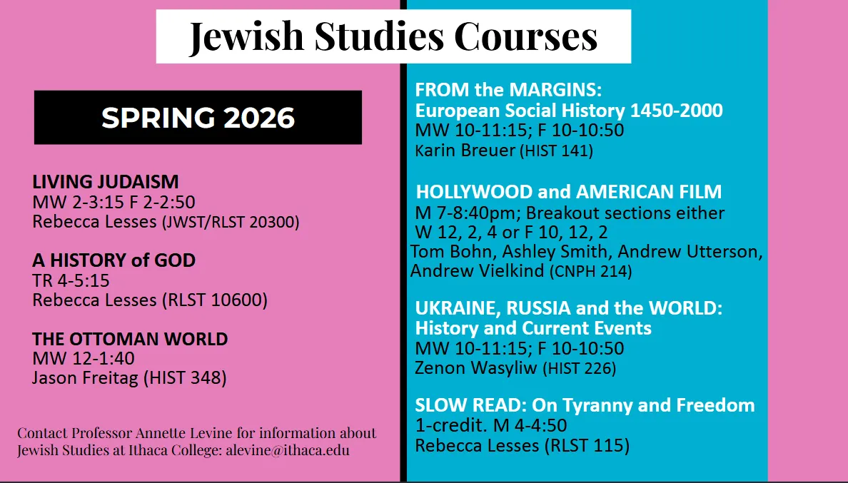 Upcoming Spring 2026 Jewish Studies Courses