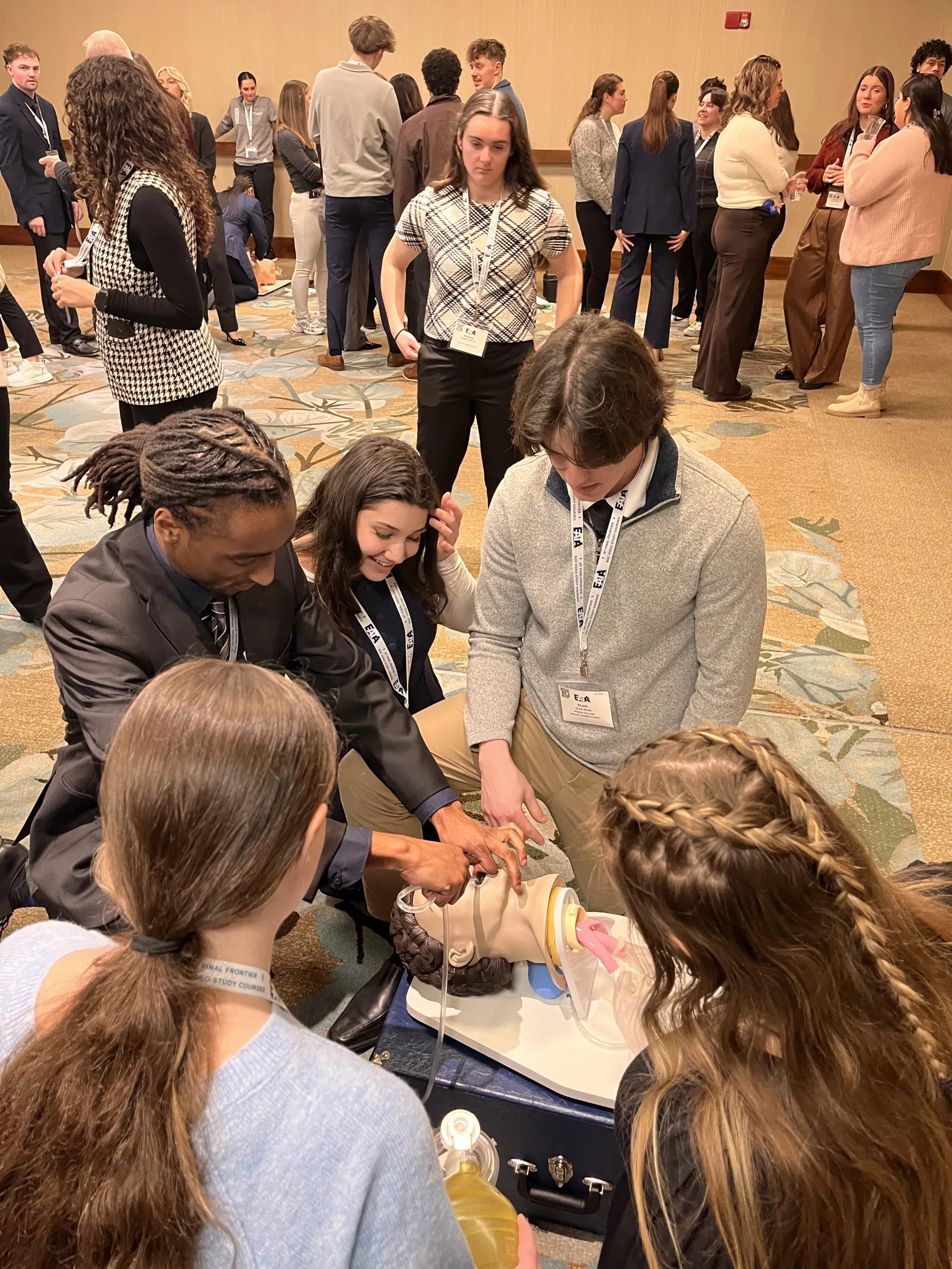 Students learning airway management