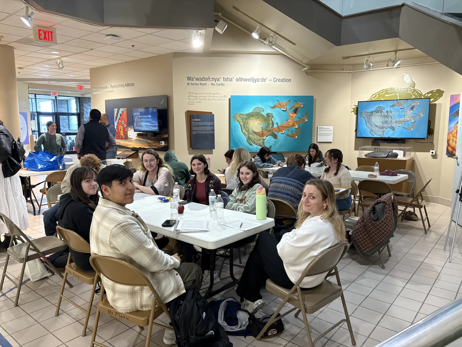 Eating lunch at Skä•noñh - Great Law of Peace Center