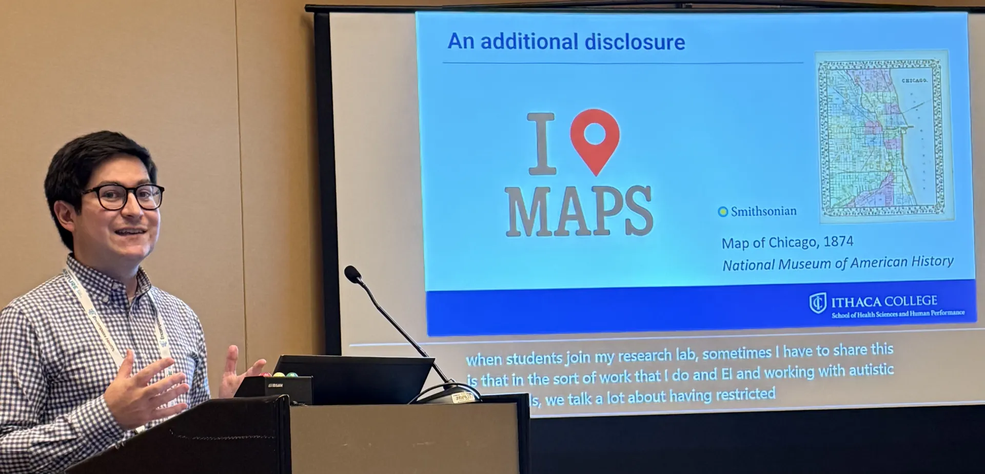 Dr. Zellner at lectern presenting at ASHA. 