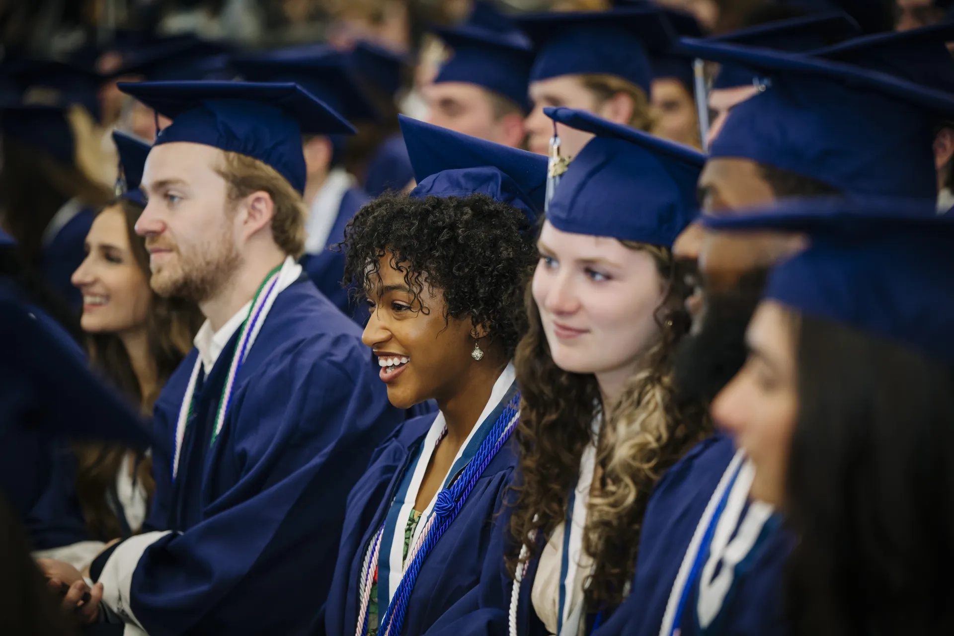 Students listen to speaker at annual commencement event