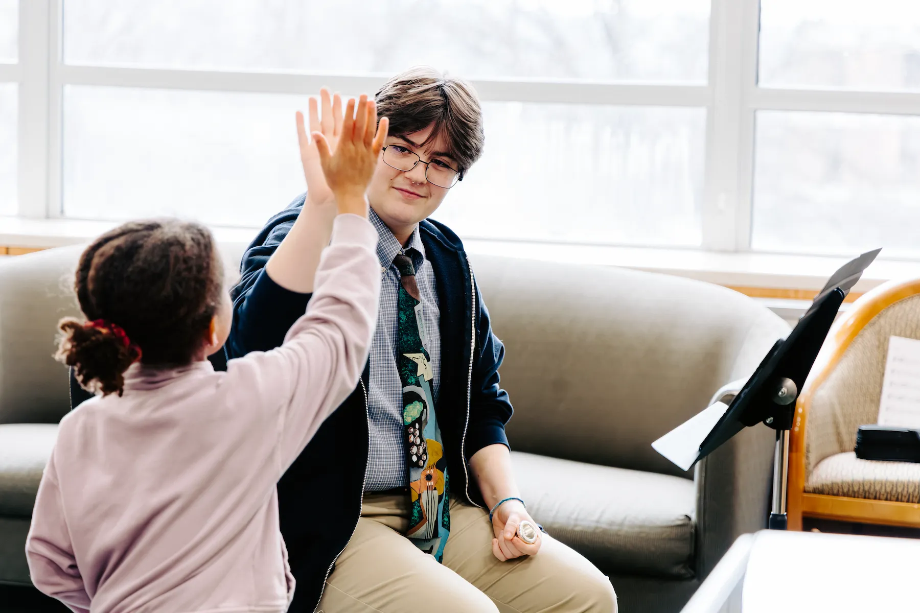 student teacher with a student