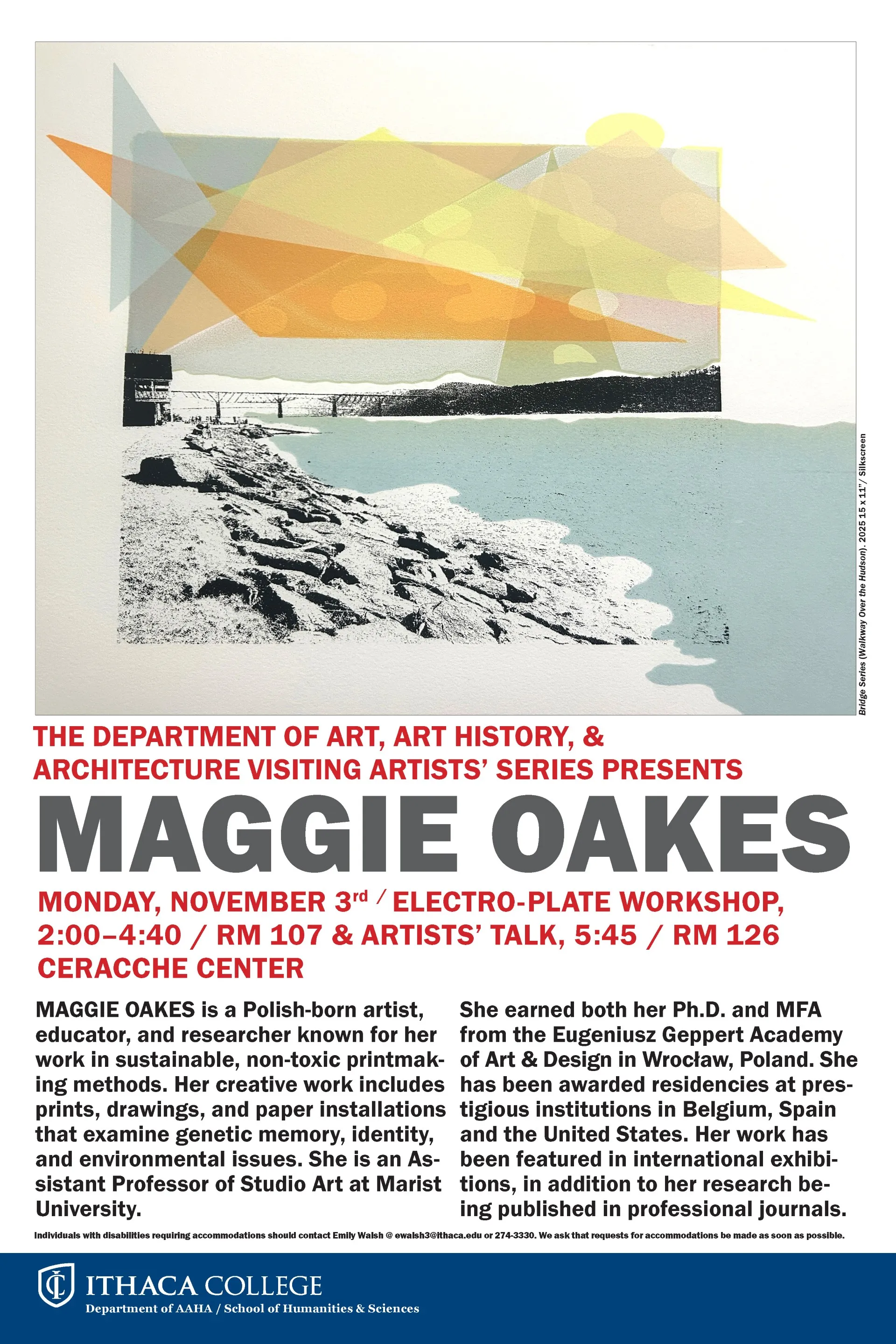 poster for Maggie Oakes lecture and workshop